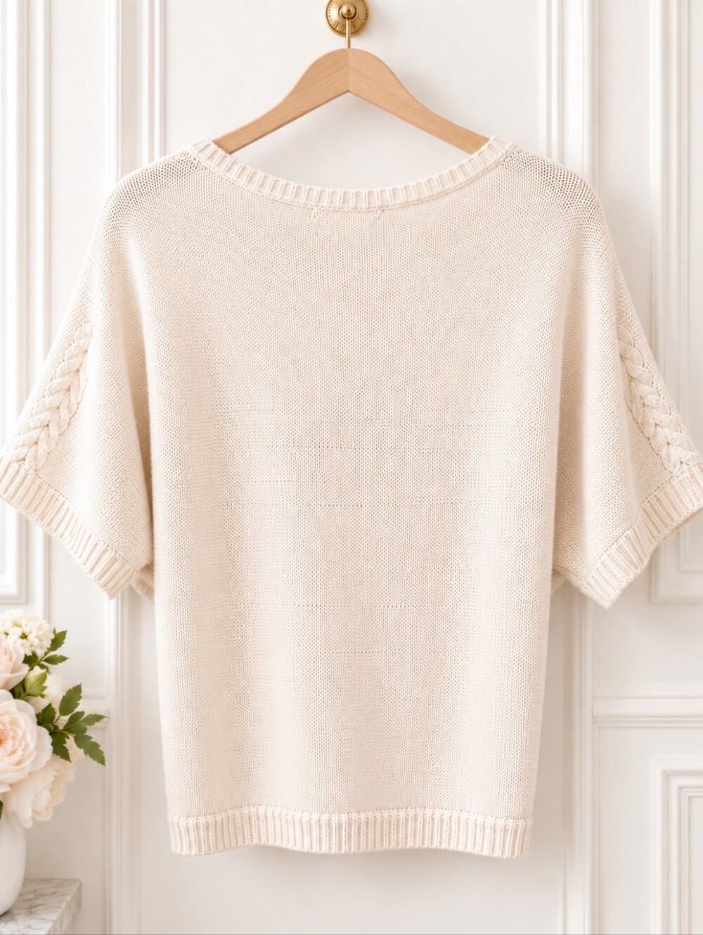 New York & Company Ivory Embellished Textured Knit Sweater | Size XS - Picture 6 of 9